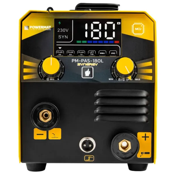 Сварочный аппарат Powermat PM-PAS-180L 220 В полуавтоматическая (MIG/MAG), ручная дуговая (MMA), аргонно-дуговая (TIG) / Желтый photo 7