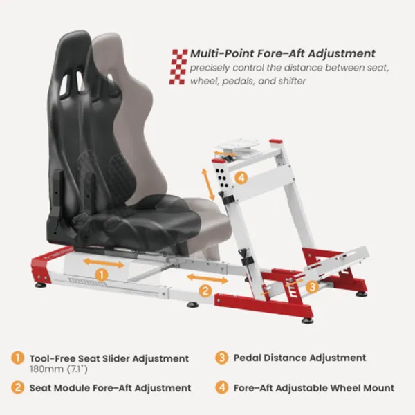 Scaun Gaming LUMI Racing Simulator Cockpit Red White photo 2