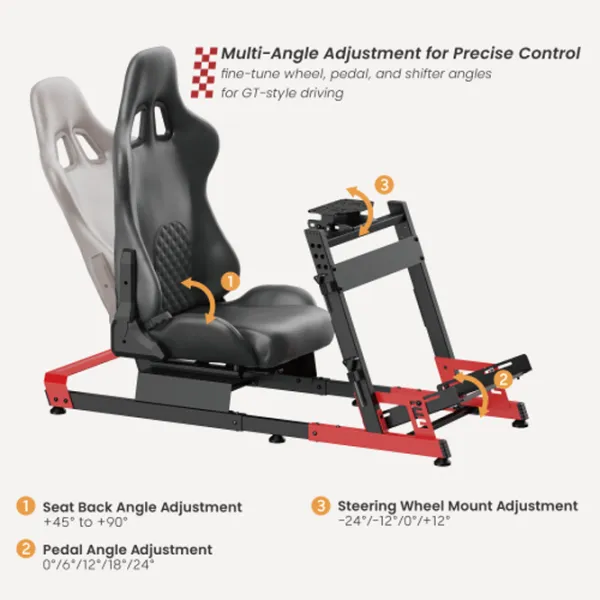 Scaun Gaming LUMI Racing Simulator Cockpit Red White photo 3