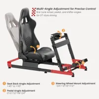 Scaun Gaming LUMI Racing Simulator Cockpit Red White photo 3