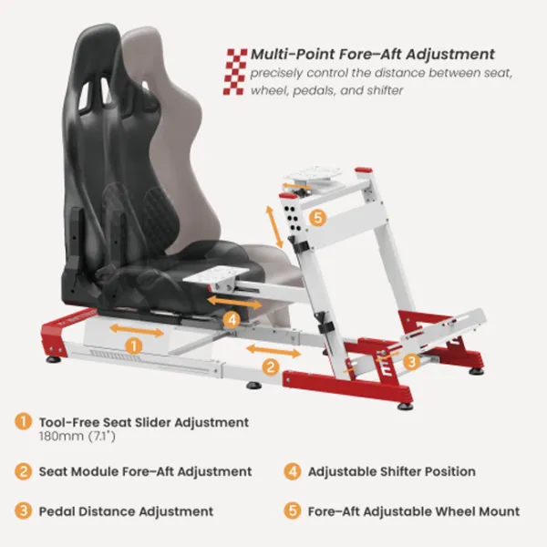 Scaun Gaming LUMI Racing Simulator Cockpit Red White photo 3