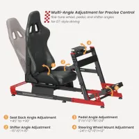 Scaun Gaming LUMI Racing Simulator Cockpit Red White photo 4