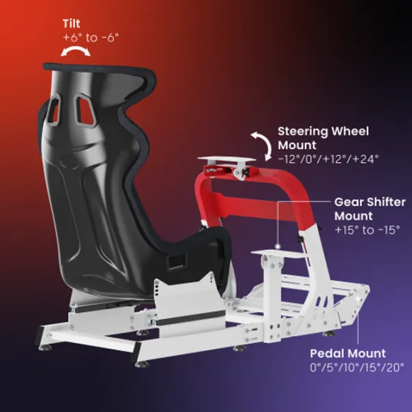 Игровое кресло LUMI Racing Simulator Cockpit Красный Белый photo 5