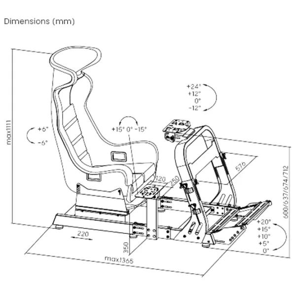 Игровое кресло LUMI Racing Simulator Cockpit Красный Белый photo 9