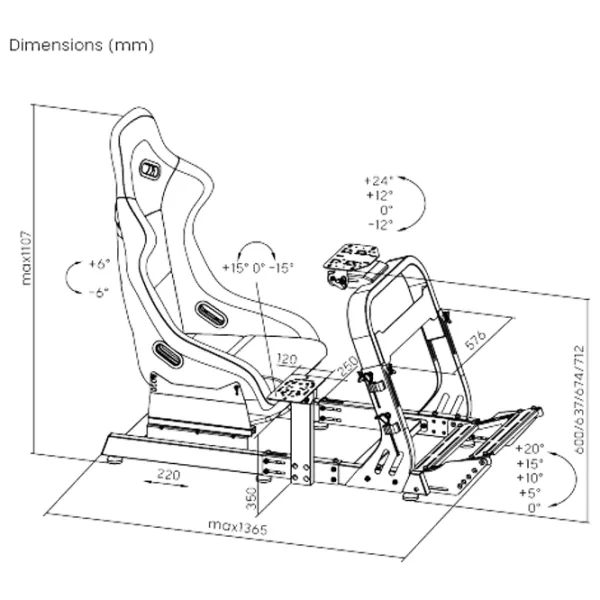 Игровое кресло LUMI Racing Simulator Cockpit Красный Белый photo 7