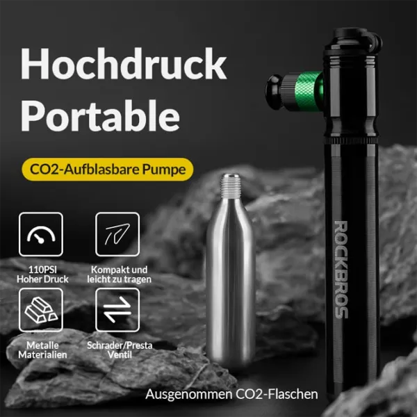 Pompă pentru biciclete Rockbros CO2 bicycle pump Black Gray photo 2