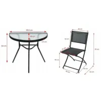 Set mobilă grădină Jumi OM-710313 Metal / Sticlă / Metal / Black photo 7