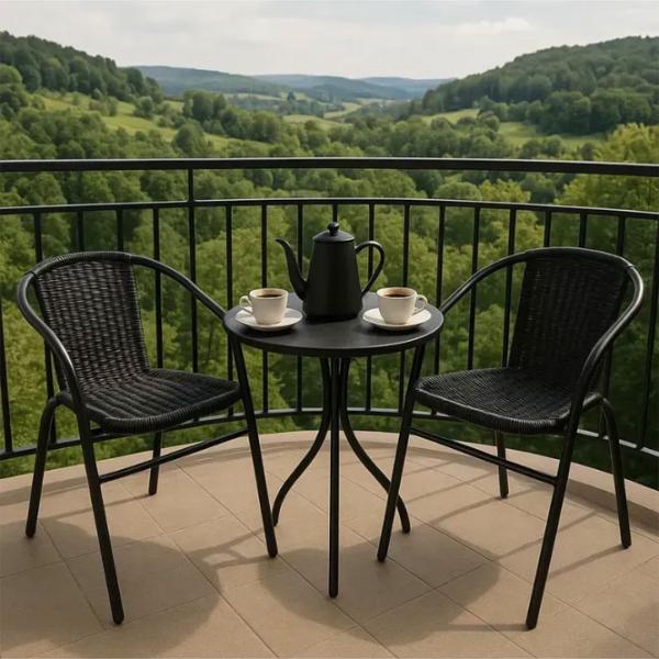 Садовый стул Jumi Bistro Металл / Искусственный ротанг / Черный  photo 4