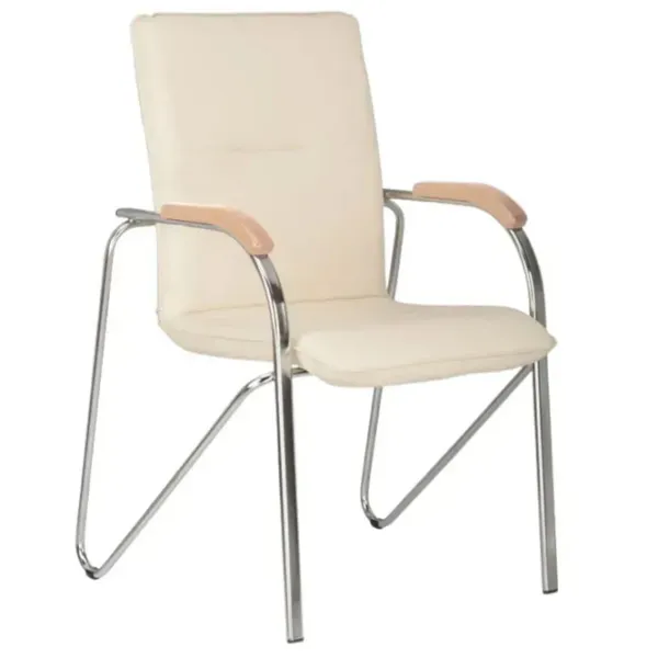Scaun de birou AG Samba Chrome V-4 Piele artificială/ Beige Silver photo 1