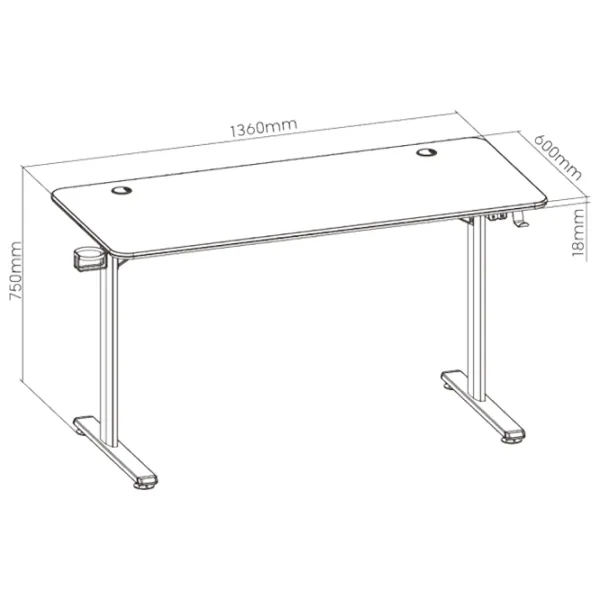 Masă gaming LUMI GMD08-2 MDF / Black photo 6