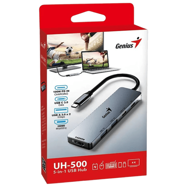 Adaptor Genius UH-500 USB Type-C / Gray photo 2