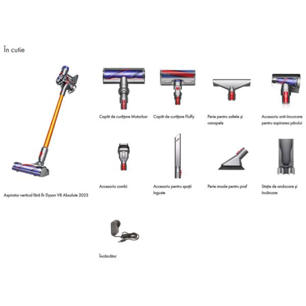 Aspirator vertical Dyson V8 Absolute 425 W / Nickel Gold photo 12