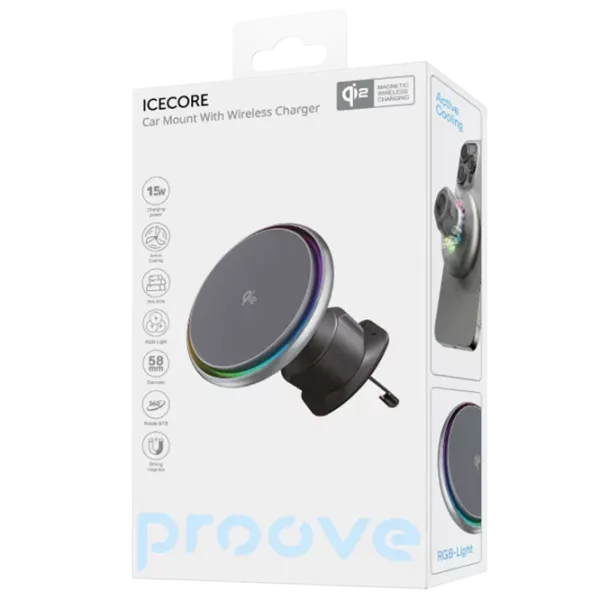 Încărcător auto Proove Wireless Icecore Qi2  / Gray photo 2