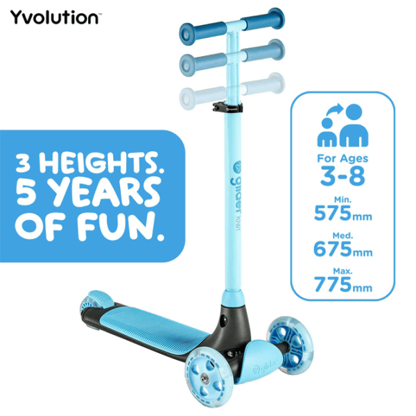 Trotinetă pentru copii cu trei roți Yvolution Glider Kiwi YV-101257 50 kg/ Blue photo 6