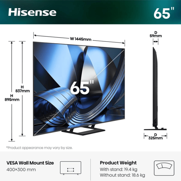 Телевизор Hisense 65U7SE 65" / DLED / 4K / Smart TV / Черный photo 2