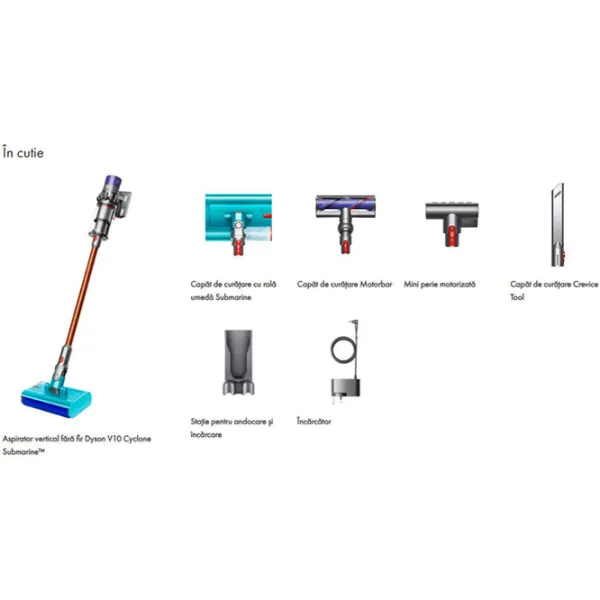 Aspirator vertical Dyson V10 Cyclone Submarine 525 W / Orange Blue photo 8