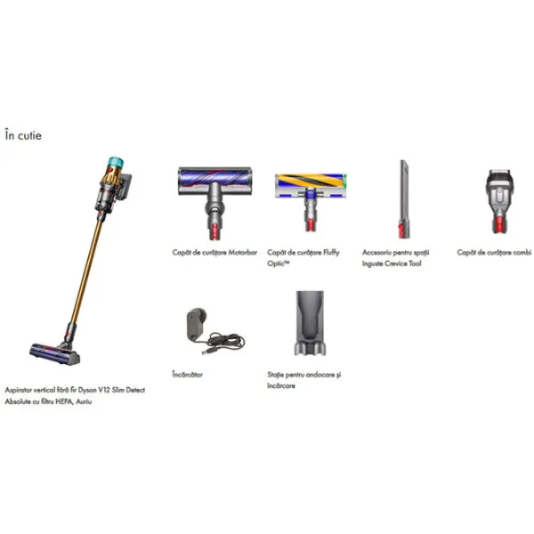Aspirator vertical Dyson V12 Detect Slim Absolute 545 W / Iron Gold photo 12