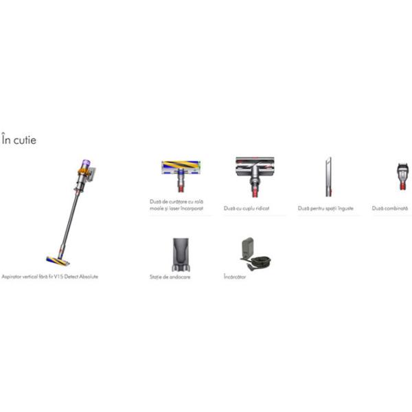 Вертикальный пылесос Dyson V15 Detect Absolute 610 Вт / Желтый Никель photo 7