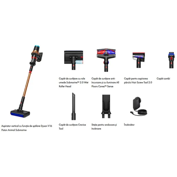Aspirator vertical Dyson V16 Piston Animal Submarine 900 W / Copper Matte black photo 7