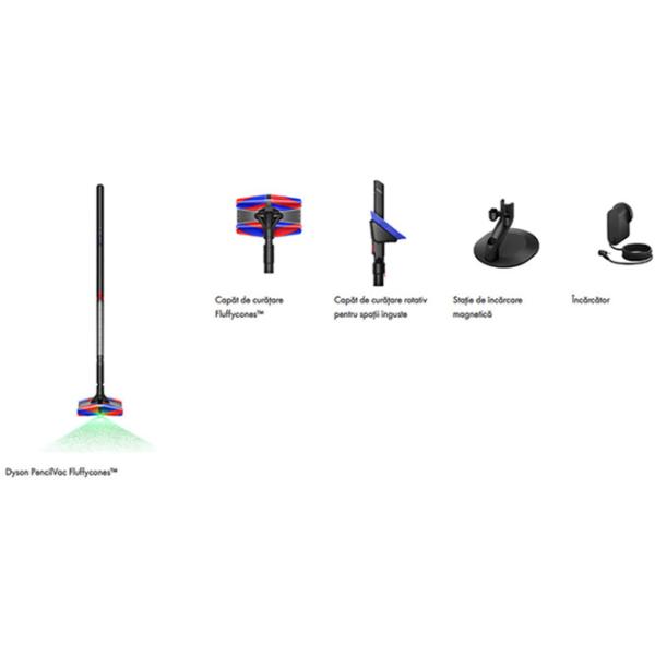 Aspirator vertical Dyson PencilVac Fluffycones 150 W / Gray Black photo 8