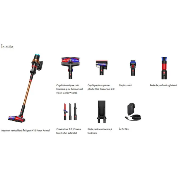 Aspirator vertical Dyson V16 Piston Animal 900 W / Copper Black photo 8