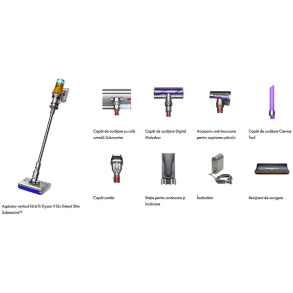 Aspirator vertical Dyson V12s Detect Submarine 150 W / Yellow Nichel photo 10