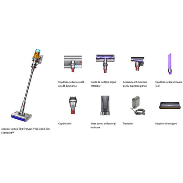 Aspirator vertical Dyson V12s Detect Submarine 150 W / Yellow Nichel photo 10