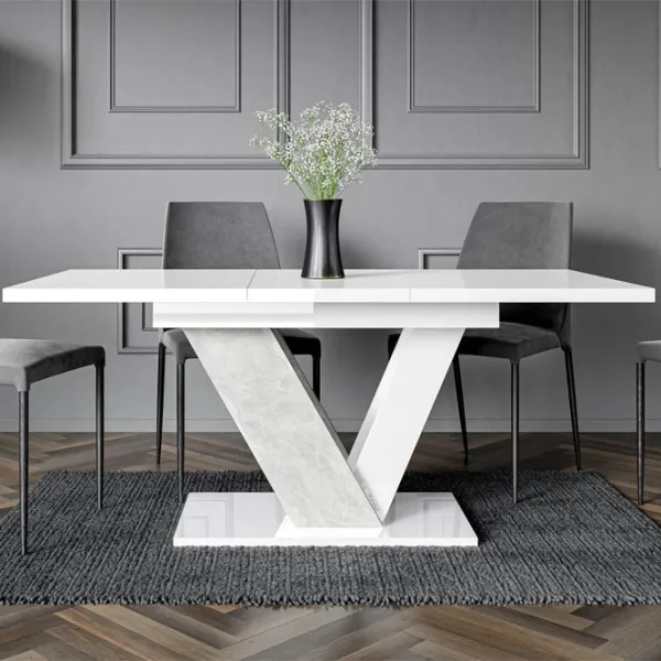 Masă de bucătărie extensibilă Prospero Dubaj PAL melaminat/ White Gloss photo 4