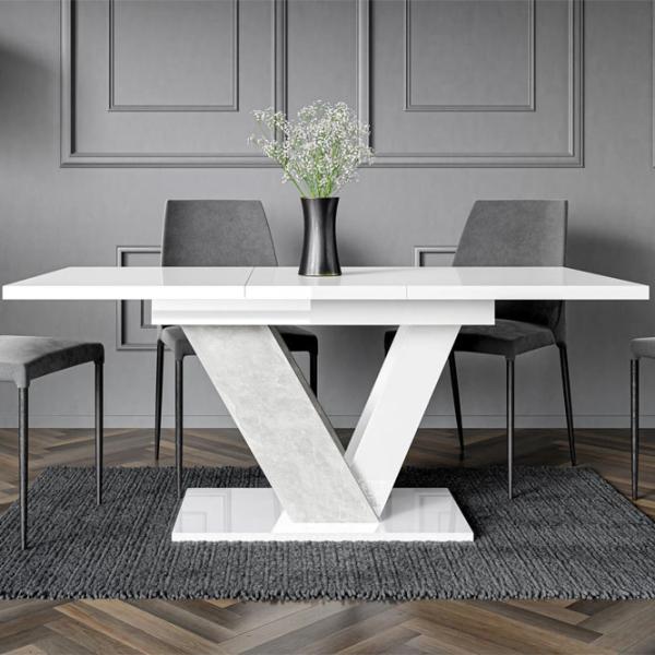 Masă de bucătărie extensibilă Prospero Dubaj PAL melaminat/ White Gloss photo 4
