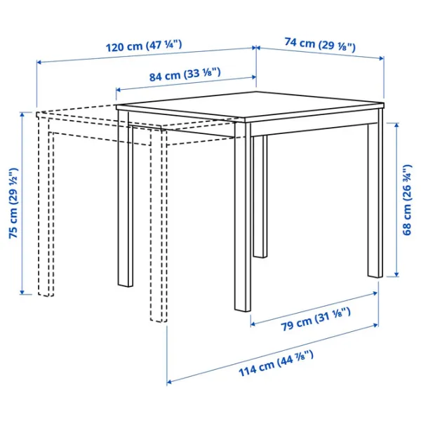 Кухонный стол раскладной Ikea Vihals ДСП/ Белый photo 3