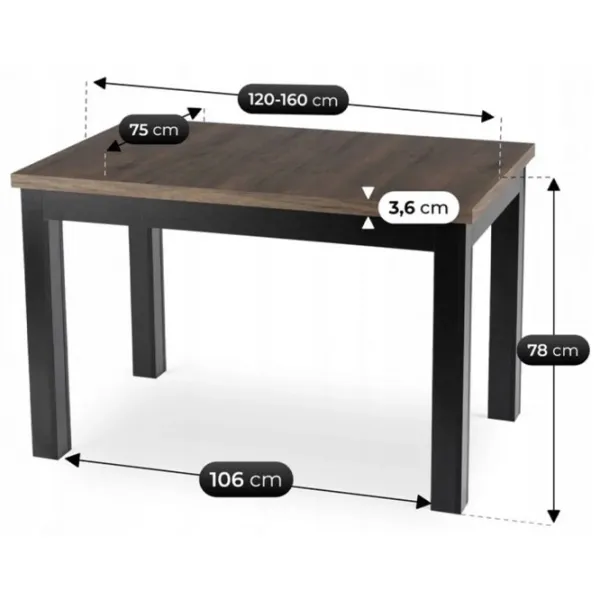 Masă de bucătărie extensibilă Mebel Elite Skubi MDF/ Walnut photo 5