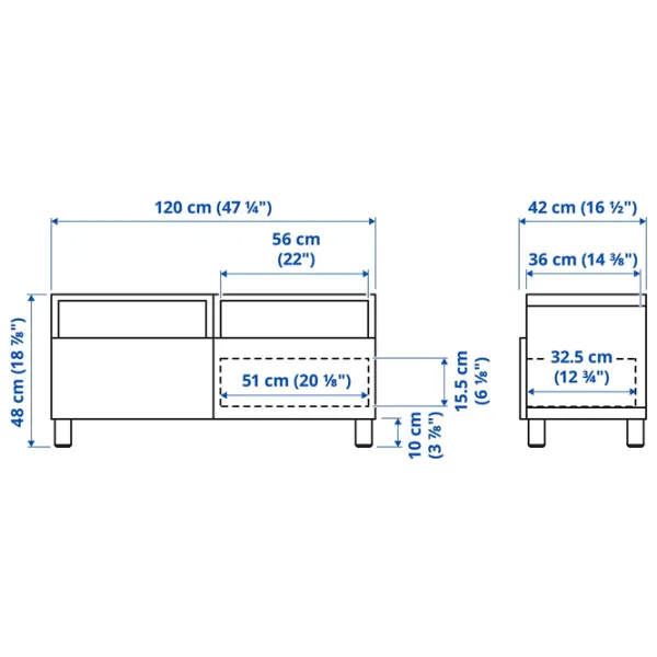 Тумба под телевизор Ikea Besta/Lappviken/Stubbarp 48 x 120 x 42см / ДСП photo 9