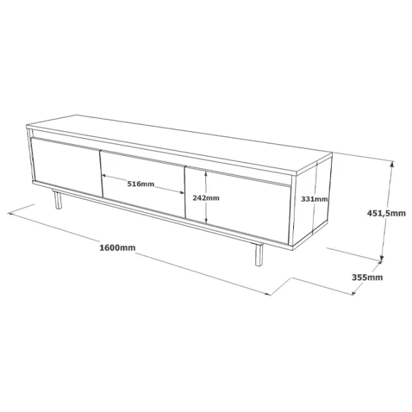 Тумба под телевизор Mirage Design Luvio LV1-RL 45.1 x 160 x 35.5см / ЛДСП photo 4