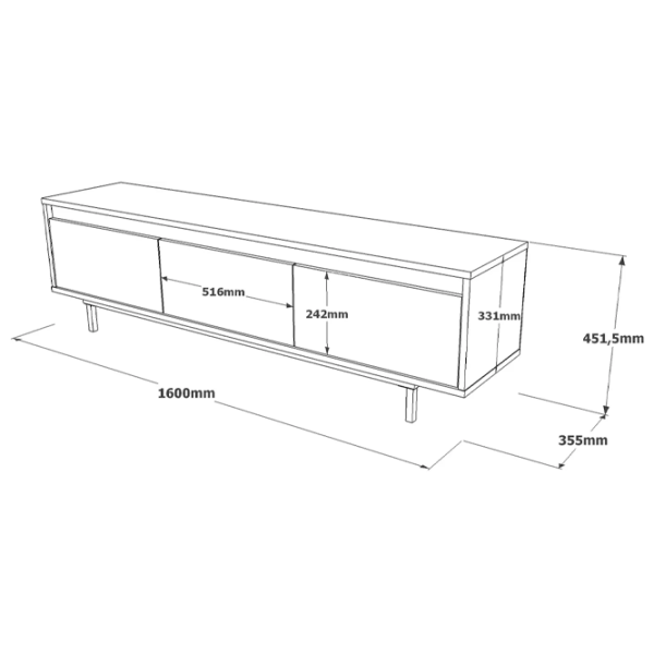 Тумба под телевизор Mirage Design Luvio LV1-RL 45.1 x 160 x 35.5см / ЛДСП photo 4