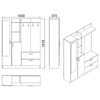 Dulap pentru antreu Mirage Design Wisdom DD5-AW LPAL / White photo 4