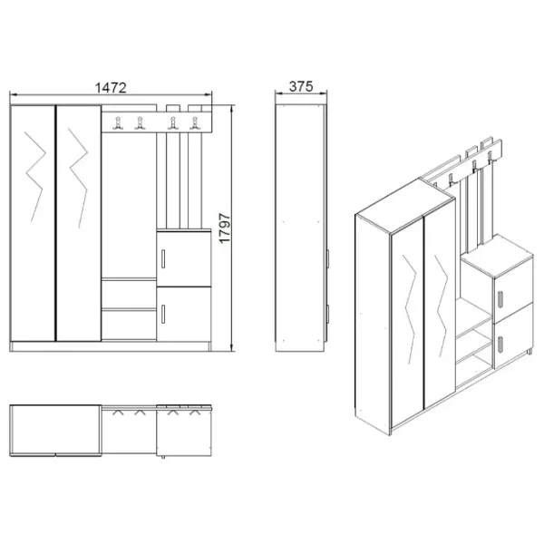 Dulap pentru antreu Mirage Design Visor DD8-AA LPAL / Antracit photo 4