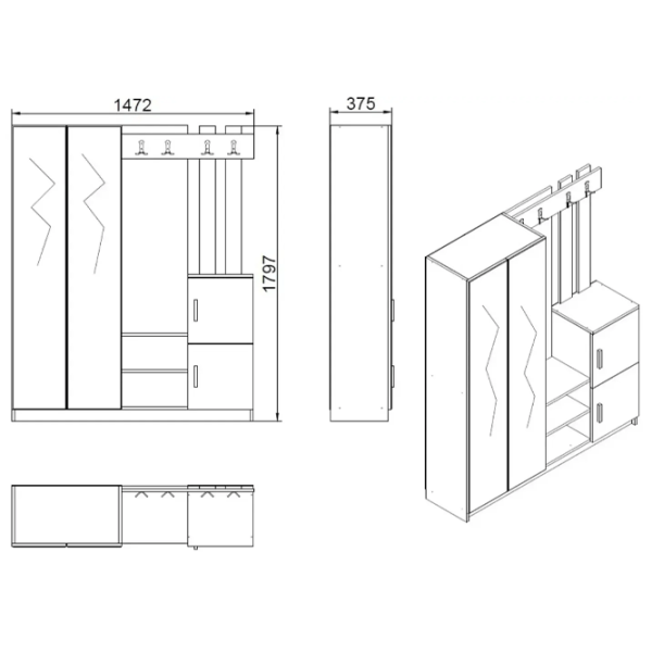 Dulap pentru antreu Mirage Design Visor DD8-AA LPAL / Antracit photo 4