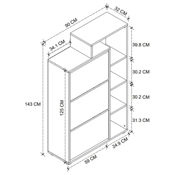 Dulap pentru încălțăminte Bofigo Lego 143 x 90 x 32 /Anthracite /Anthracite photo 5