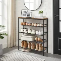 Etajeră pentru încălțăminte Vasagle LBS038B01 93 x 75 x 28 /Black /Rustic Brown photo 2