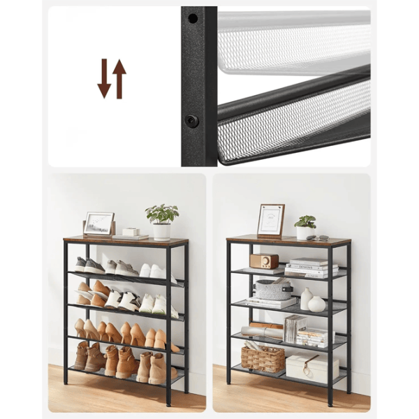 Etajeră pentru încălțăminte Vasagle LBS038B01 93 x 75 x 28 /Black /Rustic Brown photo 3