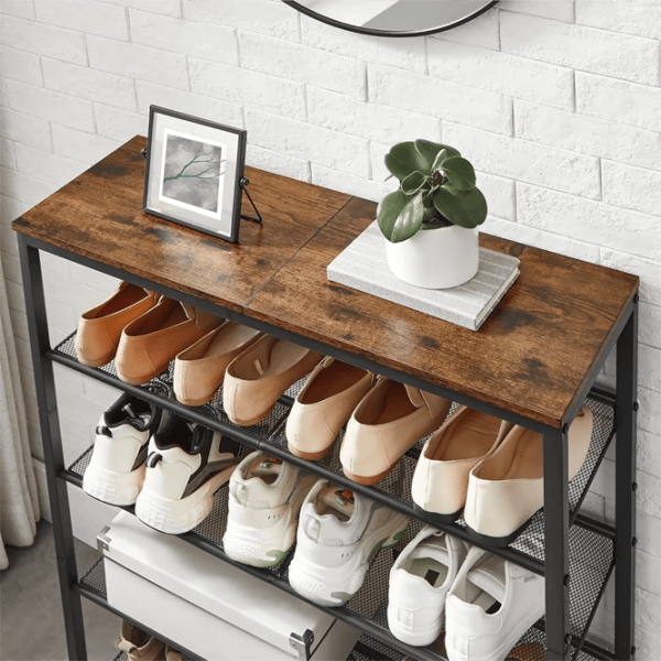 Etajeră pentru încălțăminte Vasagle LBS038B01 93 x 75 x 28 /Black /Rustic Brown photo 5