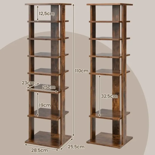 Стеллаж для обуви Costway JZ10140 CF 110 x 28.5 x 25.5см /Деревенский коричневый /Rustic Brown photo 5