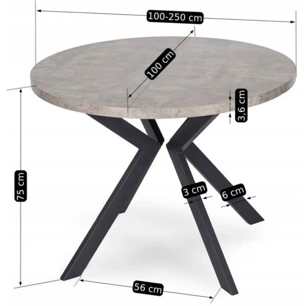Masă de bucătărie extensibilă Mebel Elite Lukas 250 MDF/ Concrete photo 3