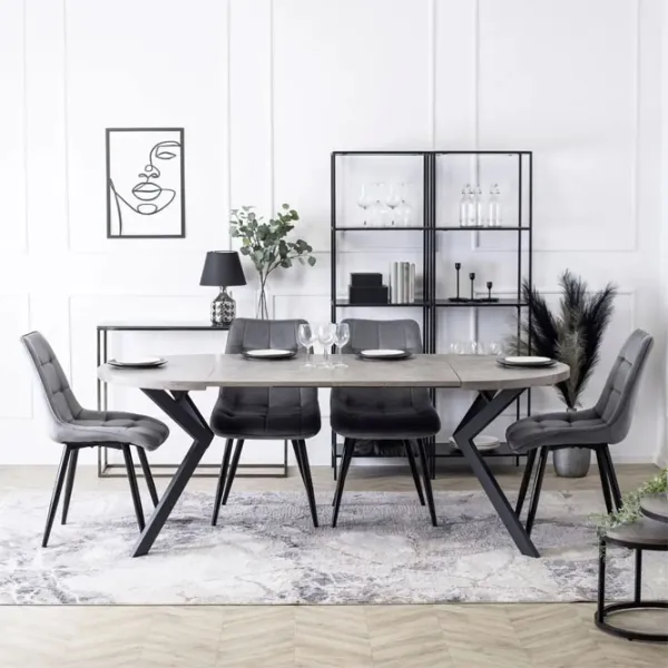 Masă de bucătărie extensibilă Mebel Elite Lukas 250 MDF/ Concrete photo 9