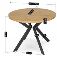 Masă de bucătărie extensibilă Mebel Elite Lukas 250 MDF/ Stejar Craft Auriu photo 7