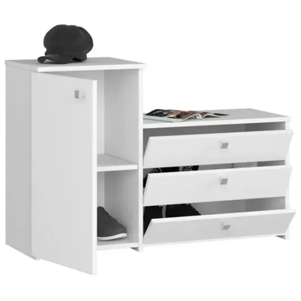 Обувной шкаф Akord S16 68 x 98.4 x 29см /White /Белый photo 2