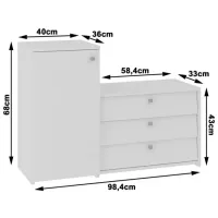 Обувной шкаф Akord S16 68 x 98.4 x 29см /White /Белый photo 3