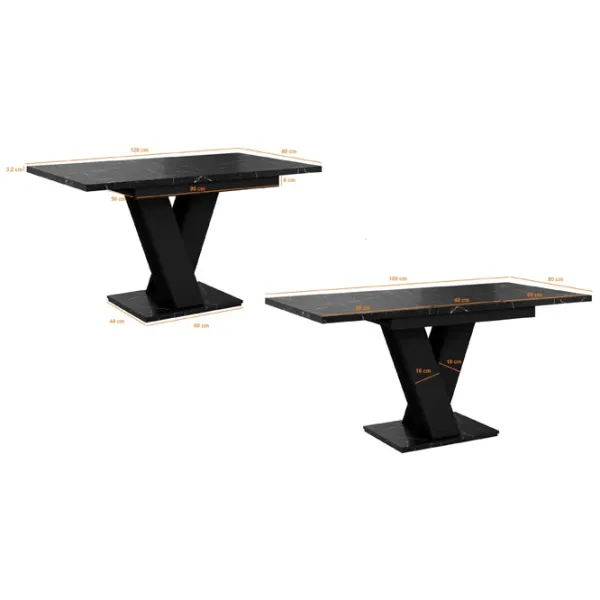 Masă de bucătărie extensibilă Prospero Masiv PAL/ Black marble photo 3