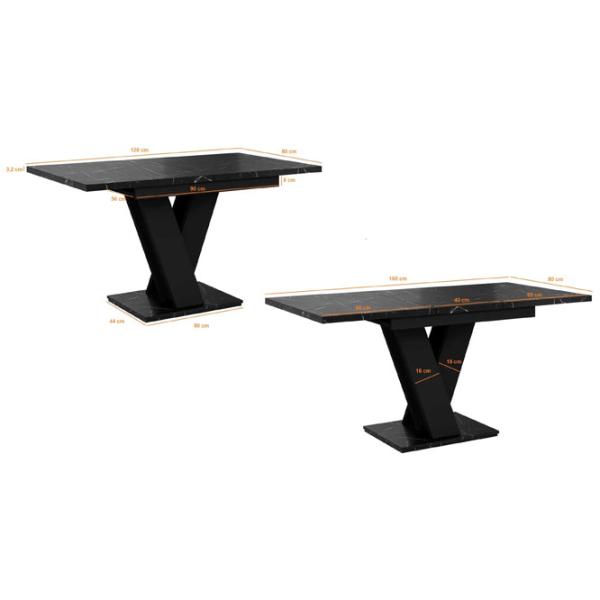 Masă de bucătărie extensibilă Prospero Masiv PAL/ Black marble photo 3