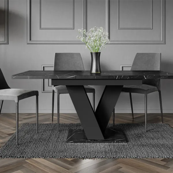 Masă de bucătărie extensibilă Prospero Masiv PAL/ Black marble photo 4